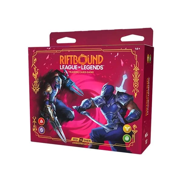 Riftbound TCG: Set 4- Vendetta- Showdown Decks Display- Zed vs Shen